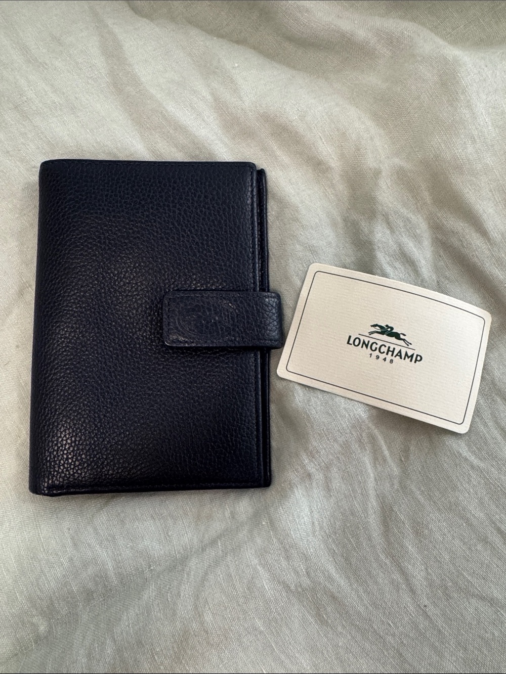 Longchamp Vintage Leather Continental Trifold Travel Wallet & Passport Holder